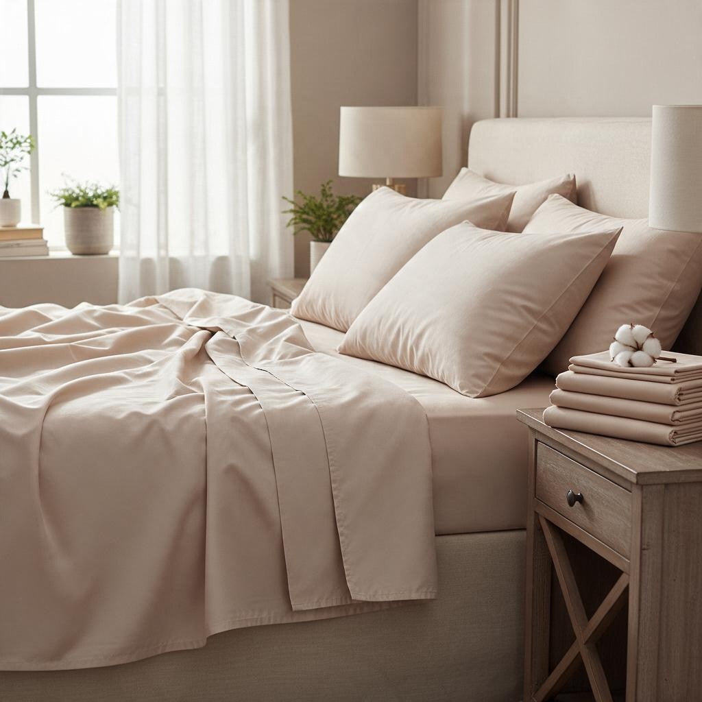 Deluxe Cotton Sateen Sheet Set – Peach Blush