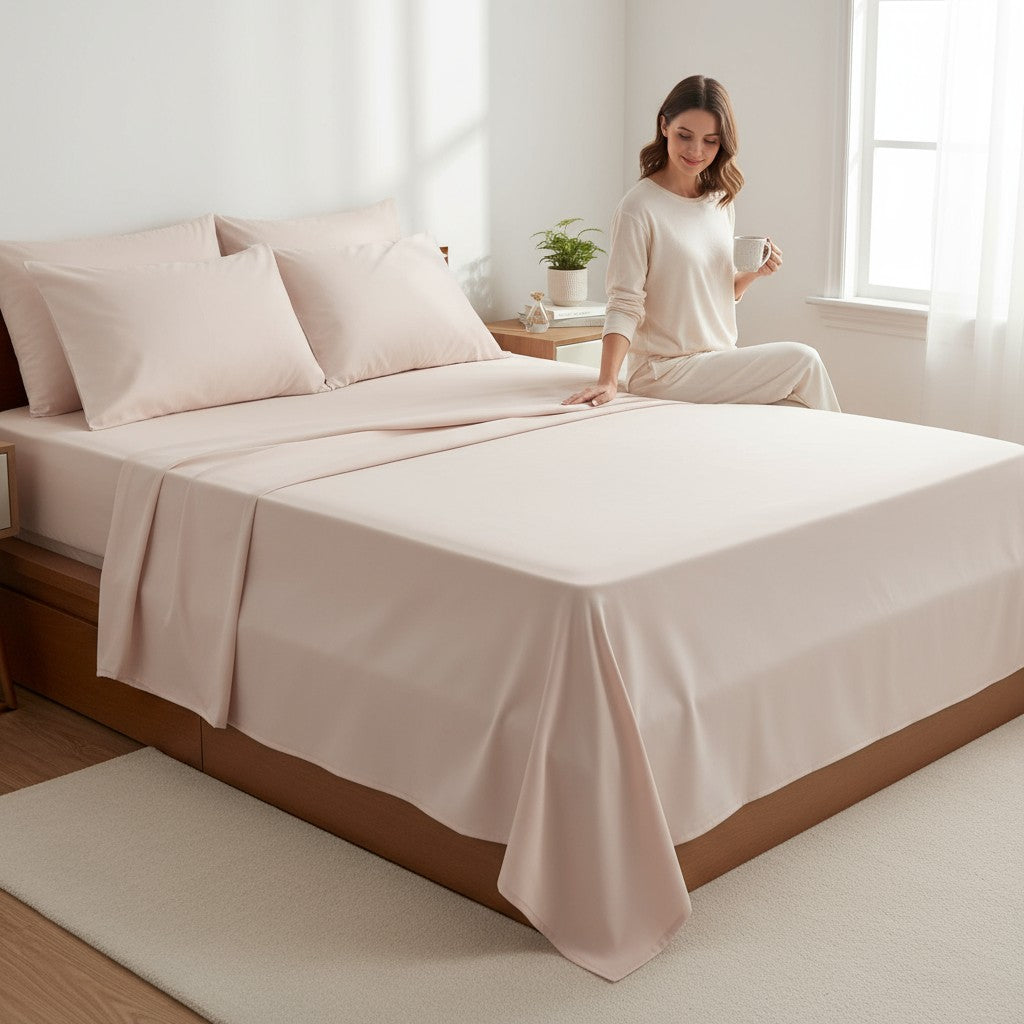Deluxe Cotton Sateen Sheet Set – Peach Blush